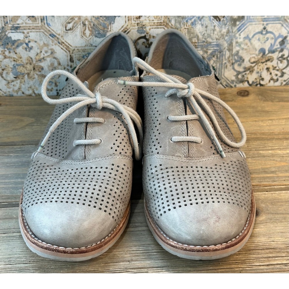Ahnu Karma Perforated Leather Oxfords BOHO Retro Shoes Womens 7 Grey - Picture 4 of 7